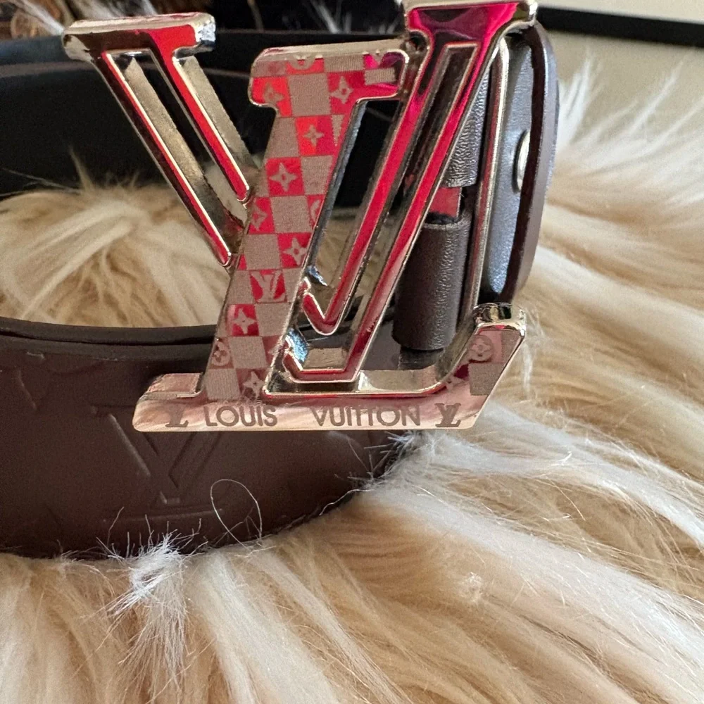 Brown leather Belt with Silver removable Buckle